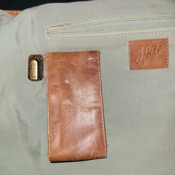 J.Jill Elegant Leather-Trimmed Tapestry Y2K Tote Bag - Picture 4 of 13